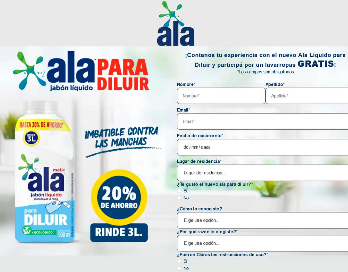 Data capture - Ala para diluir carrera sucia