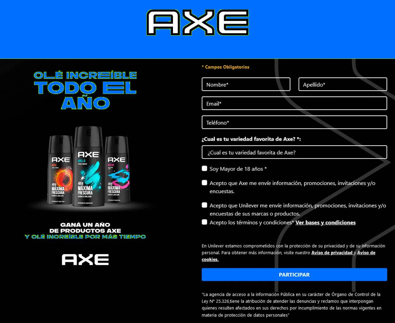 Data capture - Axe Promoción 2021