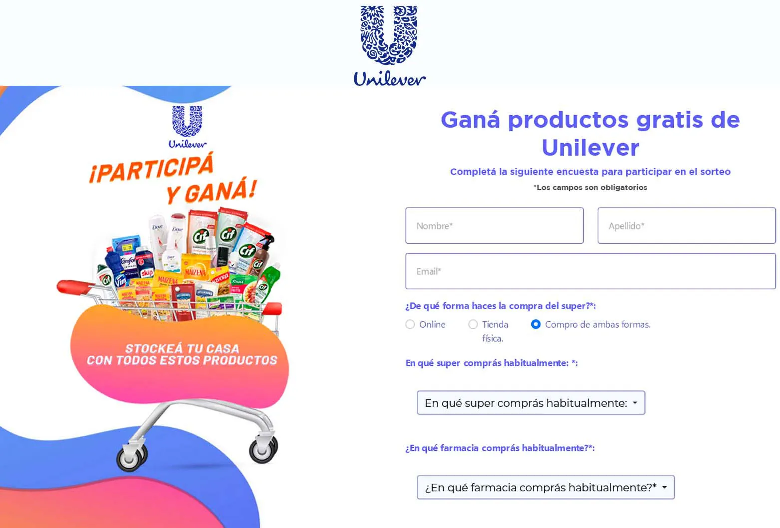 Data capture - Uniliver Participá y ganá